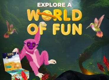 Explore the World of Fun jungle theme with monkey and butterflies