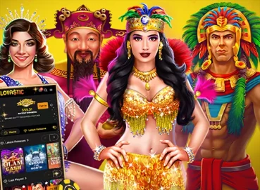 Casino heroes lineup with mobile UI on Egyptian themed background